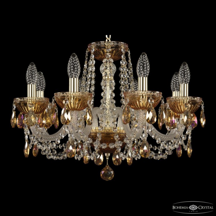 Люстра с цветным хрусталём 5402/8/195 G Amber/M-1G K777 Bohemia Ivele Crystal (5402)