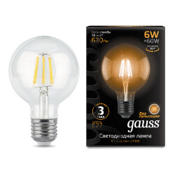 Светодиодная филаментная лампа Gauss G95 6W 630Lm 2700K E27 105802106105802106_GAUSS