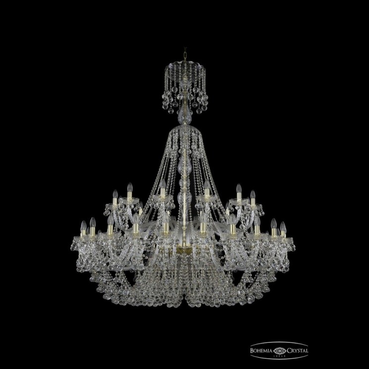 Люстра хрустальная 1409/24+12/530/XL-170 G Bohemia Ivele Crystal (Стеклянный рожок)