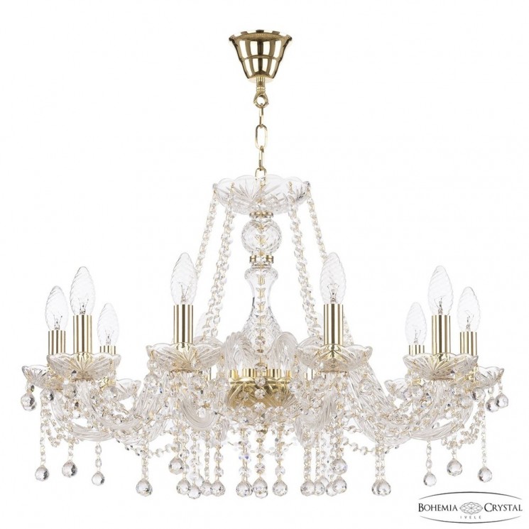 Люстра хрустальная 108/10/240 G Bohemia Ivele Crystal (Стеклянный рожок)