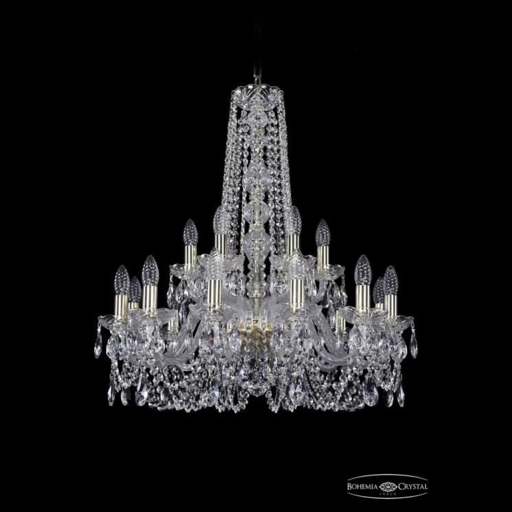 Люстра хрустальная 1402/12+6/240/h-75 G Bohemia Ivele Crystal (Стеклянный рожок)