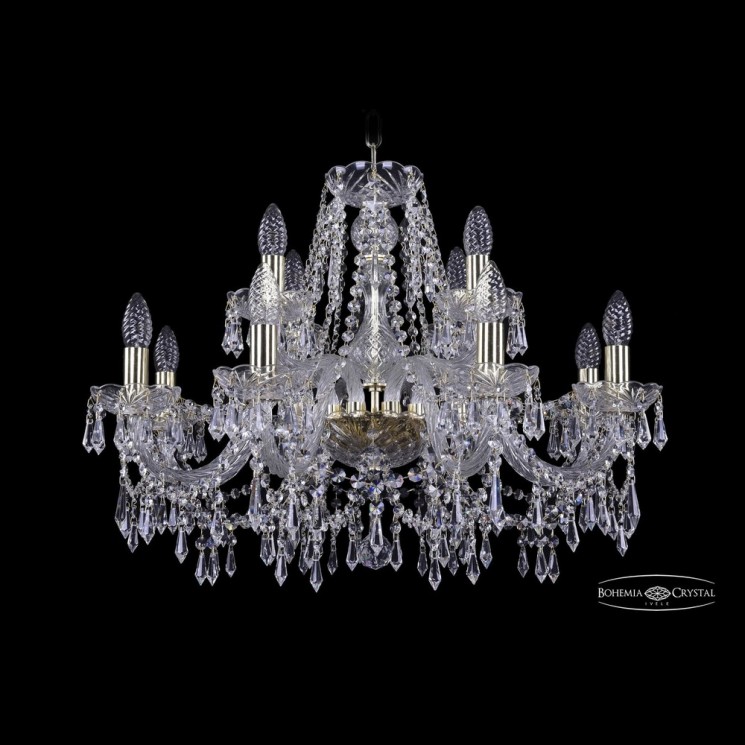 Люстра хрустальная 1403/8+4/240 G Bohemia Ivele Crystal (Стеклянный рожок)