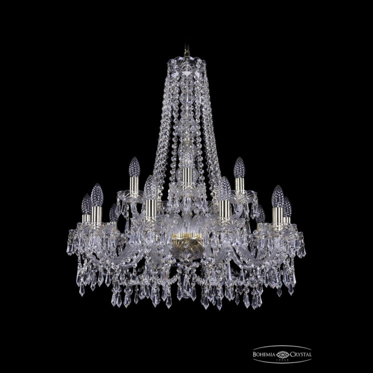 Люстра хрустальная 1403/10+5/240/h-76 G Bohemia Ivele Crystal (Стеклянный рожок)