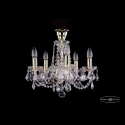 Люстра хрустальная 1402/5/141 G Leafs tube Bohemia Ivele Crystal (Стеклянный рожок)