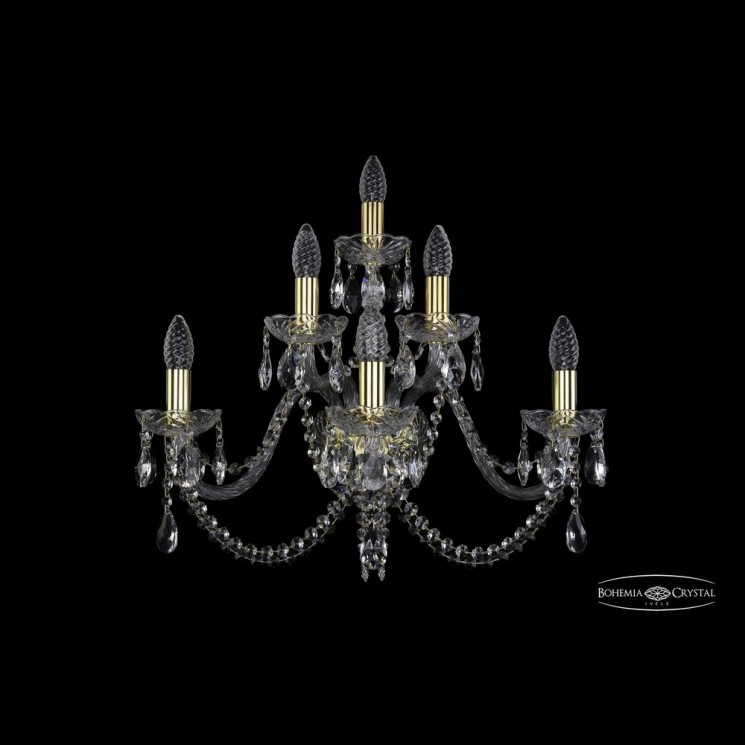 Бра хрустальные 1402B/3+2+1/240 G Bohemia Ivele Crystal (Стеклянный рожок)