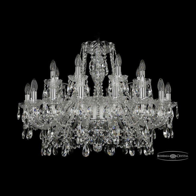 Люстра хрустальная 1411/16+8/300 Ni Bohemia Ivele Crystal (Стеклянный рожок)