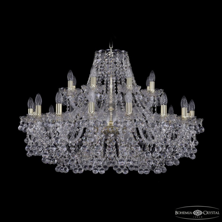 Люстра хрустальная 1409/16+8/360 G Bohemia Ivele Crystal (Стеклянный рожок)