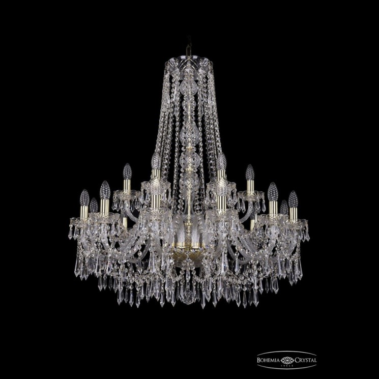 Люстра хрустальная 1403/12+6/300/h-95 G Bohemia Ivele Crystal (Стеклянный рожок)