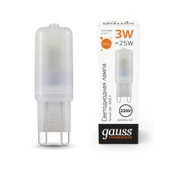 Светодиодная лампа Gauss ELEMENTARY 3W 240Lm 3000K G9 1491314913_GAUSS