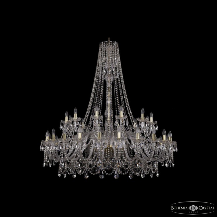 Люстра хрустальная 1411/24+12/530/h-154 G Bohemia Ivele Crystal (Стеклянный рожок)