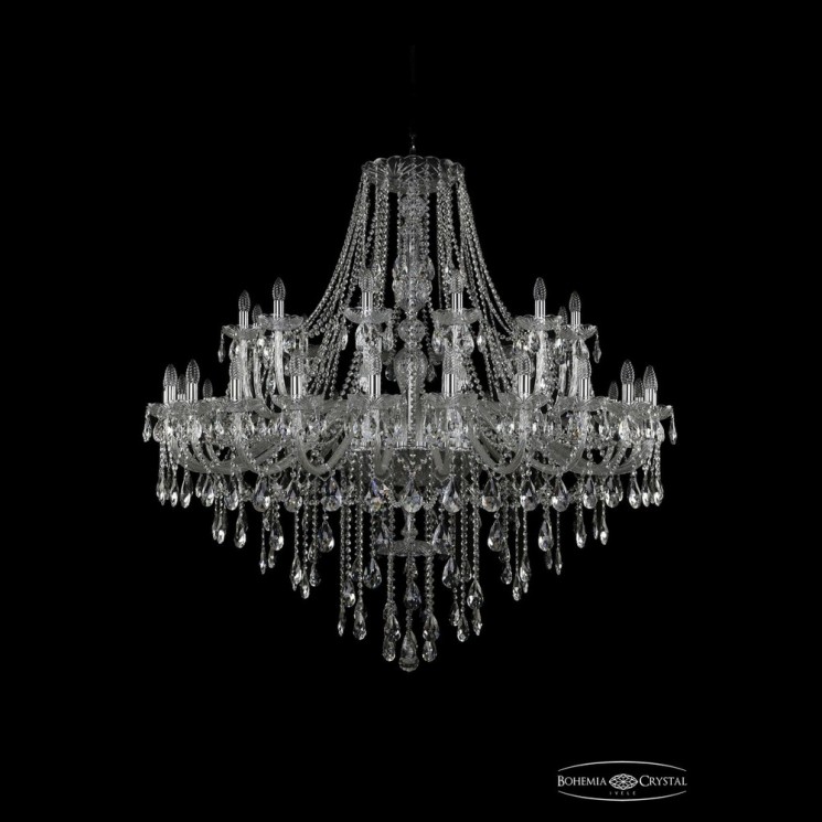 Люстра хрустальная 1415/24+12/530 Ni Bohemia Ivele Crystal (Стеклянный рожок)