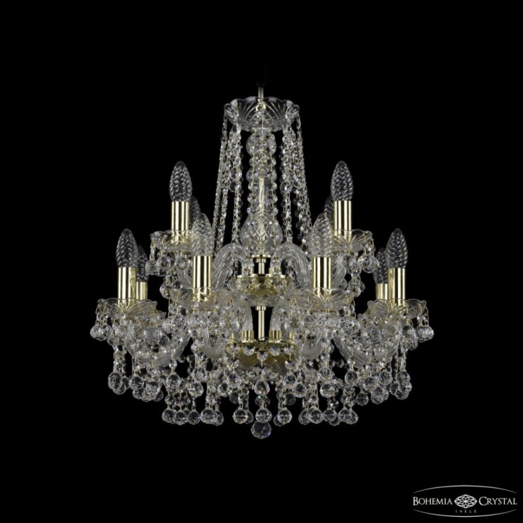 Люстра хрустальная 1409/8+4/160/2d G  Bohemia Ivele Crystal (Стеклянный рожок)