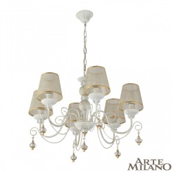 Люстра с абажуром подвесная 347620/6 WT+G Arte Milano (Подвесные)