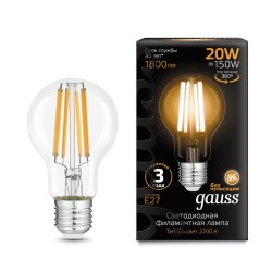 Светодиодная филаментная лампа Gauss A60 20W 1800Lm 2700K E27 102902120102902120_GAUSS