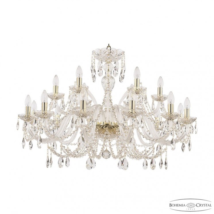 Люстра хрустальная 105/12+6/360 G Bohemia Ivele Crystal (Стеклянный рожок)