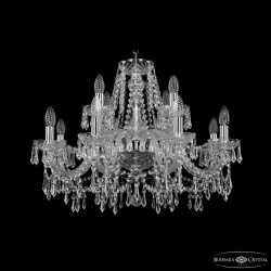 Люстра хрустальная 1403/8+4/240 Ni Bohemia Ivele Crystal (Стеклянный рожок)