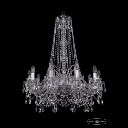 Люстра хрустальная 1411/10/240/h-83 Ni Bohemia Ivele Crystal (Стеклянный рожок)