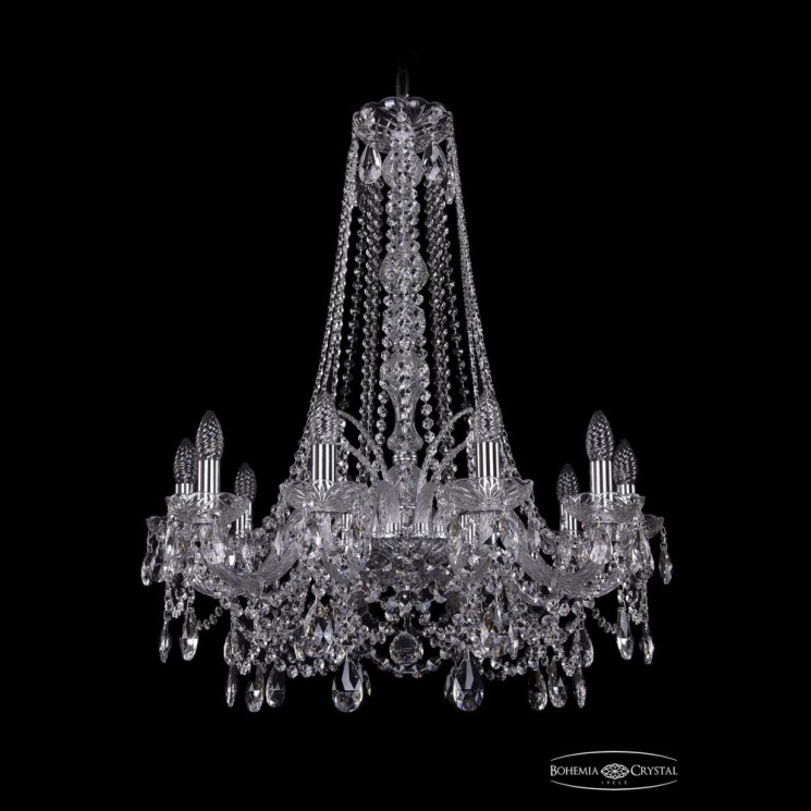Люстра хрустальная 1411/10/240/h-83 Ni Bohemia Ivele Crystal (Стеклянный рожок)