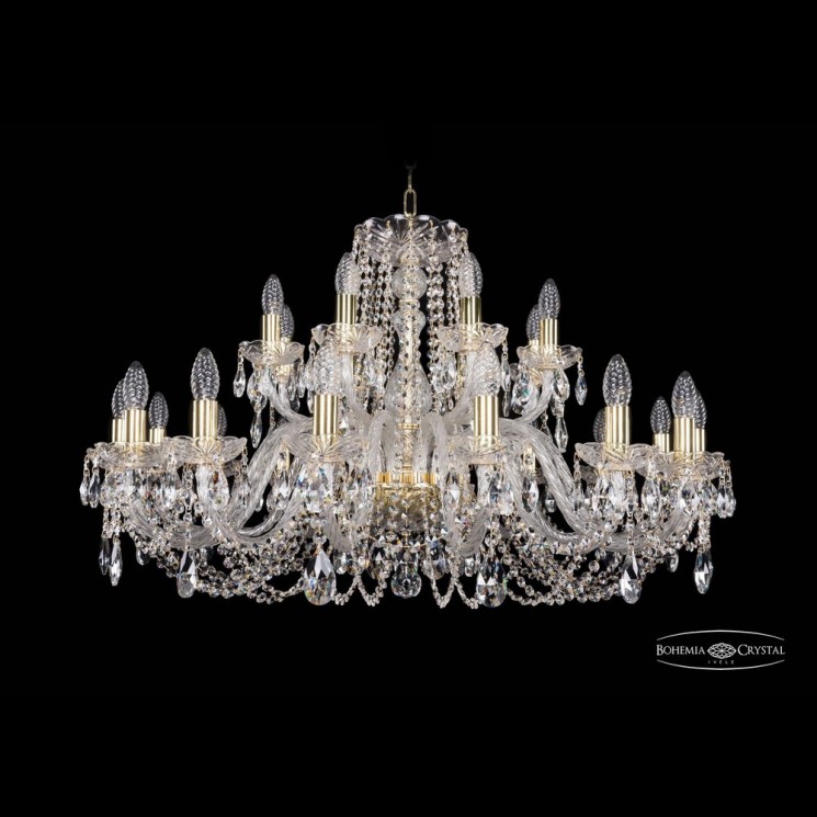 Люстра хрустальная 1402/16+8/360 G Bohemia Ivele Crystal (Стеклянный рожок)