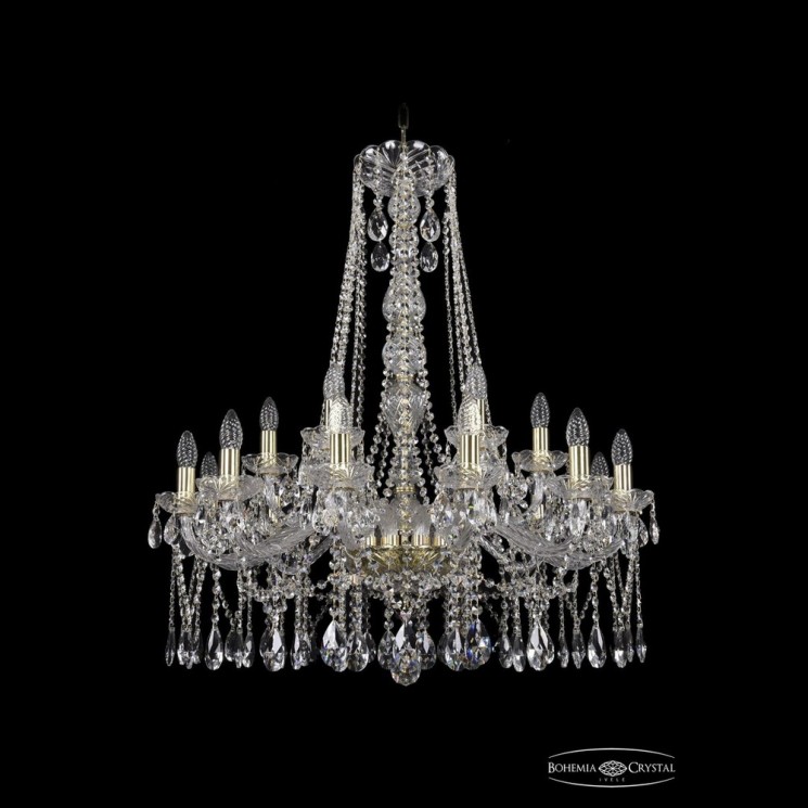 Люстра хрустальная 1413/12+6/300/h-95 G Bohemia Ivele Crystal (Стеклянный рожок)