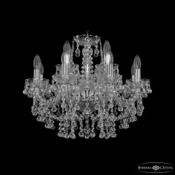 Люстра хрустальная 1409/8+4/195 Ni  Bohemia Ivele Crystal (Стеклянный рожок)