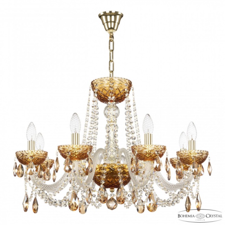 Люстра с цветным хрусталём 5402/8/240 G Amber/M-1F K721 Bohemia Ivele Crystal (5402)
