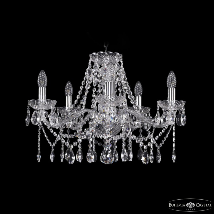 Люстра хрустальная 1413/5/200 Ni Bohemia Ivele Crystal (Стеклянный рожок)
