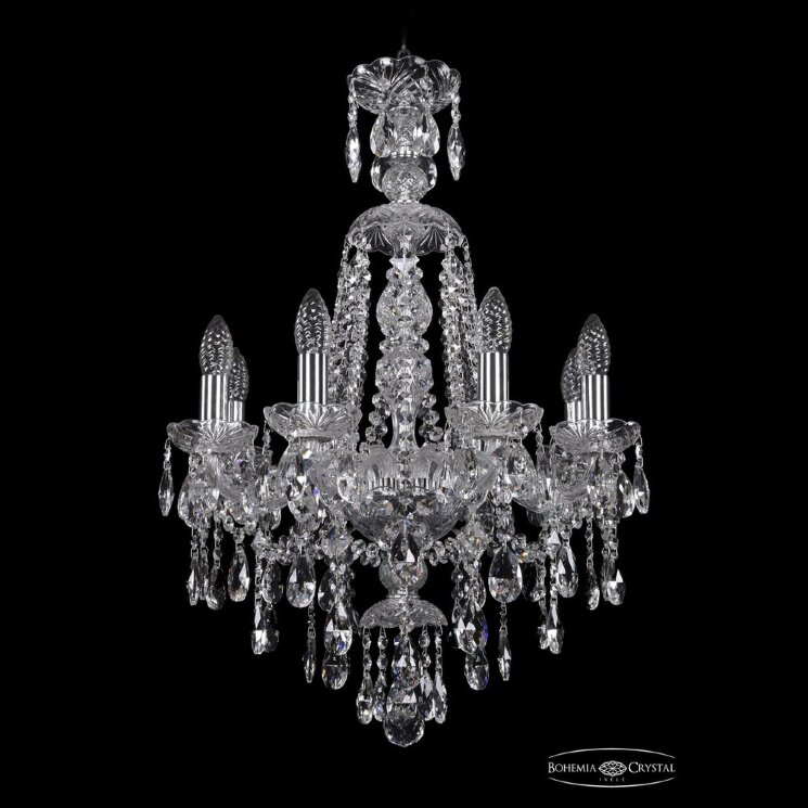 Люстра хрустальная 1415/8/165/XL-70 Ni Bohemia Ivele Crystal (Стеклянный рожок)