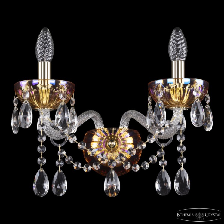 Бра с цветным хрусталём 5413B/2/165 G Shampan/M-1H Bohemia Ivele Crystal (С 2 лампочками и более)
