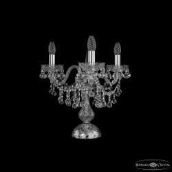 Настольная лампа хрустальная 1409L/3/141-39 Ni  Bohemia Ivele Crystal (Стеклянный рожок)