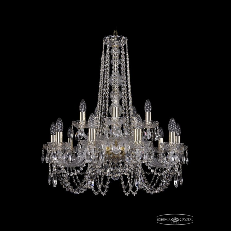 Люстра хрустальная 1402/10+5/240/h-75 G Bohemia Ivele Crystal (Стеклянный рожок)