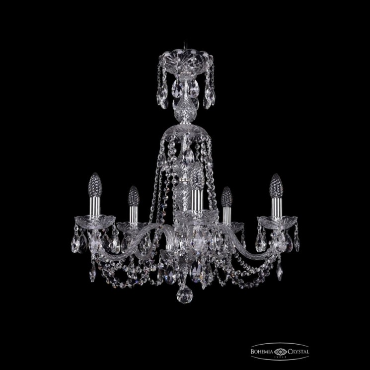 Люстра хрустальная 1402/5/195/XL-64 Ni Bohemia Ivele Crystal (Стеклянный рожок)