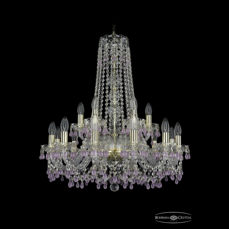 Люстра хрустальная 1410/12+6/240/h-74 G V7010 Bohemia Ivele Crystal (Стеклянный рожок)