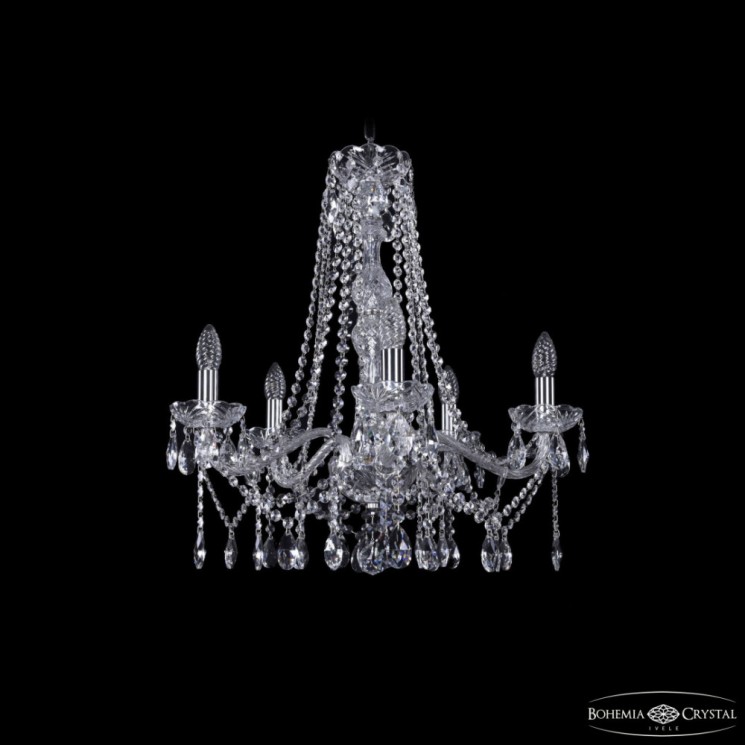 Люстра хрустальная 1413/5/200/h-60 Ni Bohemia Ivele Crystal (Стеклянный рожок)