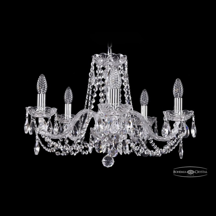 Люстра хрустальная 1402/5/195 Ni Bohemia Ivele Crystal (Стеклянный рожок)
