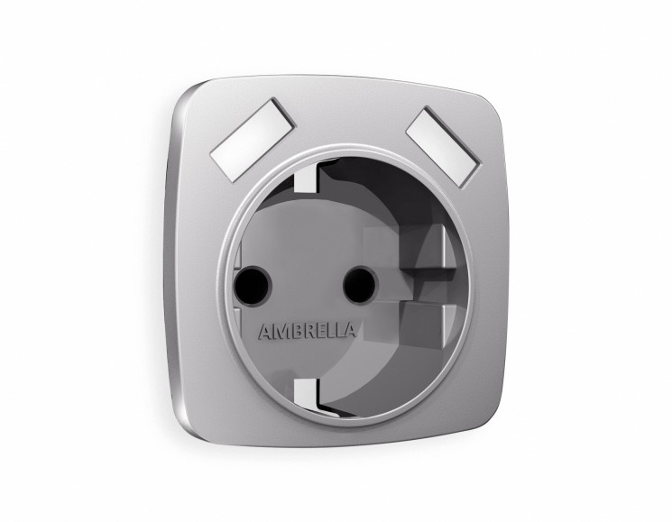 Ambrella Light Лицевая панель для электрической розетки с заземлением со шторками 2USB A+A QUANT Ambrella Volt OMEGA OP5090