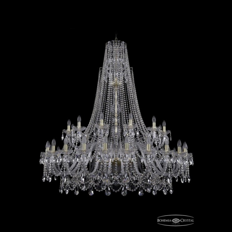 Люстра хрустальная 1411/24+12/530/XL-152 G Bohemia Ivele Crystal (Стеклянный рожок)
