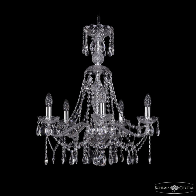 Люстра хрустальная 1413/5/200/XL-66 Ni Bohemia Ivele Crystal (Стеклянный рожок)