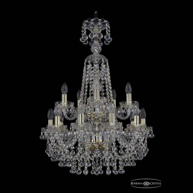 Люстра хрустальная 1409/10+5/195/XL-83/2d G Bohemia Ivele Crystal (Стеклянный рожок)