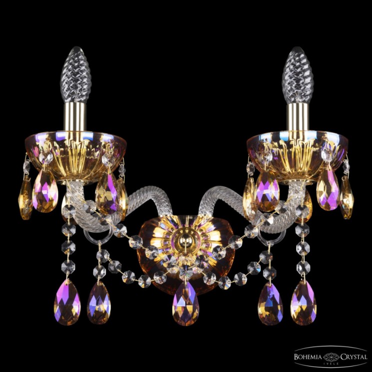 Бра с цветным хрусталём 5413B/2/165 G Shampan/M-1H K777 Bohemia Ivele Crystal (С 2 лампочками и более)