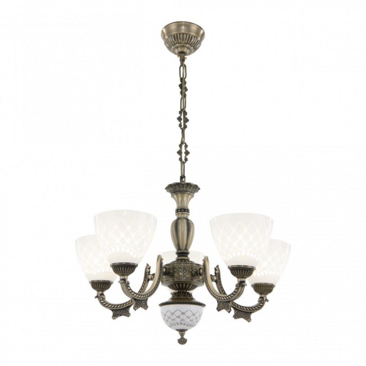 Люстра с плафонами подвесная 343837/5 AB Arte Milano (Подвесные)