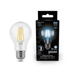 Светодиодная филаментная лампа Gauss A60 6W 630Lm 4100K E27 102802206102802206_GAUSS