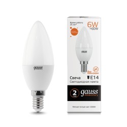 Светодиодная лампа Gauss Свеча 6W 420Lm 3000K E14 33116