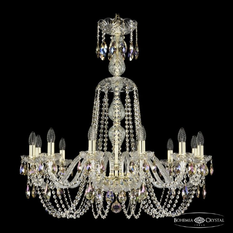 Люстра хрустальная 1402/12/300/XL-90 G K801 Bohemia Ivele Crystal (Стеклянный рожок)