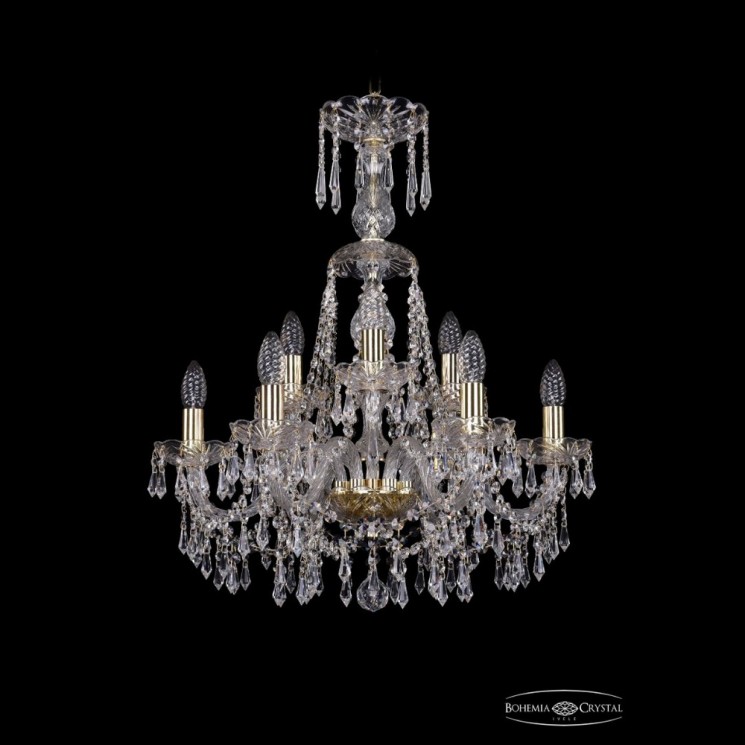 Люстра хрустальная 1403/6+3/195/XL-65 G Bohemia Ivele Crystal (Стеклянный рожок)