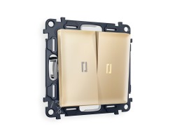 Ambrella Light Комплект механизма 2-клавишного проходного выключателя с подсветкой 3200K Ambrella Volt ALFA MA604030