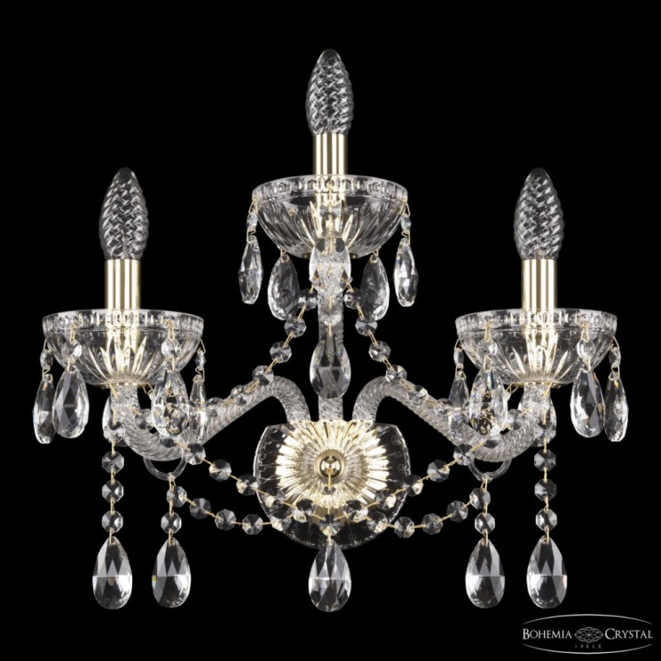 Бра с цветным хрусталём 5413B/2+1/165 G Clear/M-1G Bohemia Ivele Crystal (С 2 лампочками и более)
