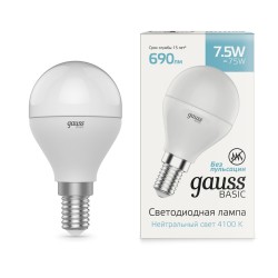 Светодиодная лампа Gauss Шар 8W 690Lm 4100K E14 1053128