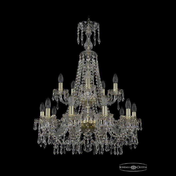 Люстра хрустальная 1403/10+5/240/XL-92/2d G Bohemia Ivele Crystal (Стеклянный рожок)
