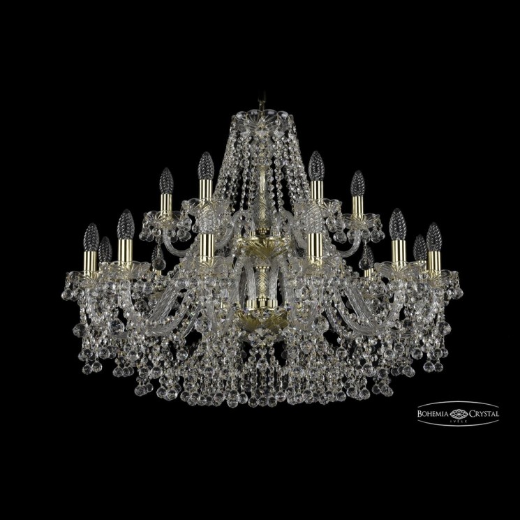 Люстра хрустальная 1409/12+6/300/2d G Bohemia Ivele Crystal (Стеклянный рожок)